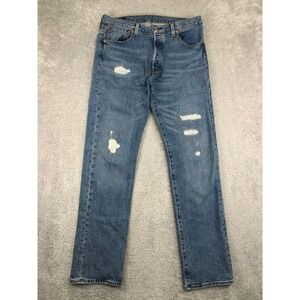 Levi's 501 93 Jeans Men 33x32 Blue Straight Leg Distressed Denim